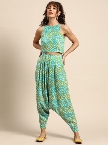 In Cut Crop Top With Low Crotch Dhoti Pants vitansethnics