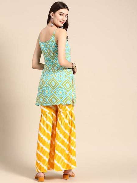 Tie Dye Kurti With Sharara Pants Set vitansethnics