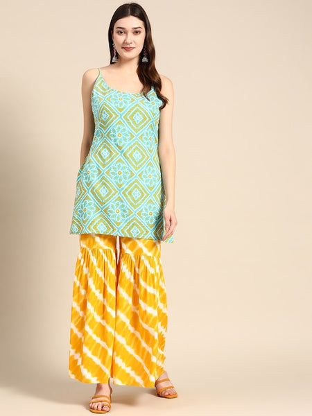 Tie Dye Kurti With Sharara Pants Set vitansethnics