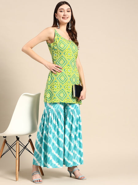 Tie Dye Kurti With Sharara Pants Set vitansethnics
