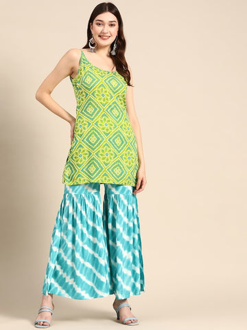 Tie Dye Kurti With Sharara Pants Set vitansethnics