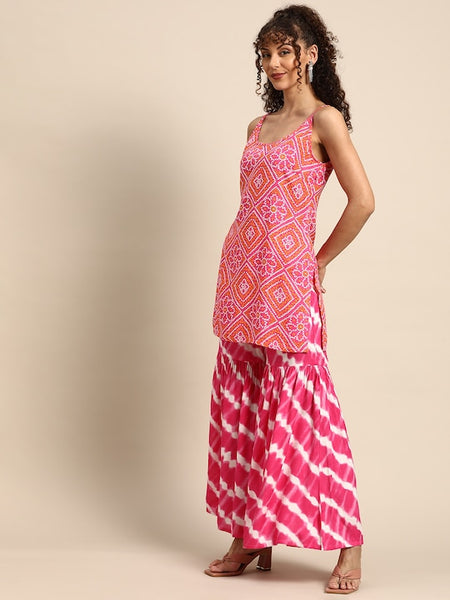 Tie Dye Kurti With Sharara Pants Set vitansethnics