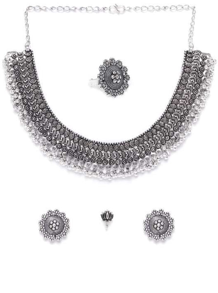 Oxidized Silver-Plated German Silver Jewelry Set VitansEthnics