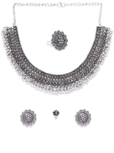 Oxidized Silver-Plated German Silver Jewelry Set VitansEthnics