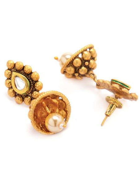 Gold-Plated & White Pearl-Embellished Jewellery Set VitansEthnics