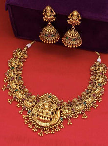 Gold-Toned & Plated Temple Choker Jewellery Set VitansEthnics