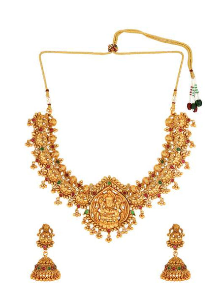 Gold-Toned & Plated Temple Choker Jewellery Set VitansEthnics