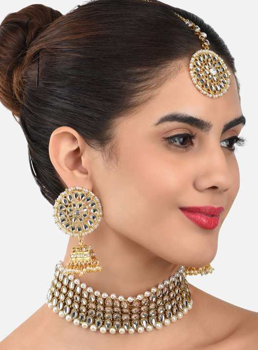 Gold-Toned Kundan & Pearl Jewelry Set VitansEthnics