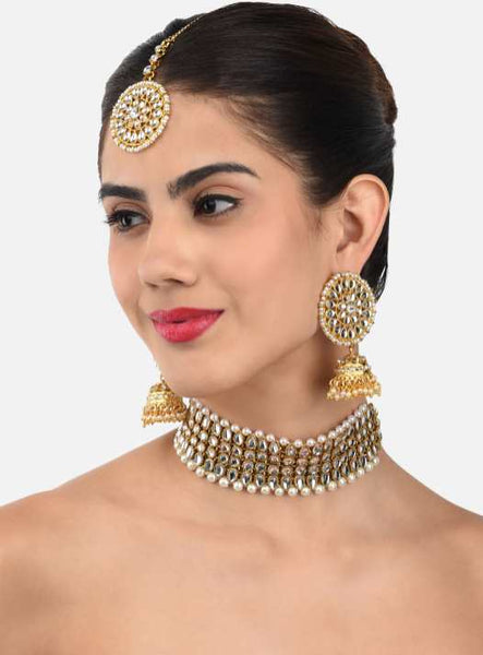 Gold-Toned Kundan & Pearl Jewelry Set VitansEthnics