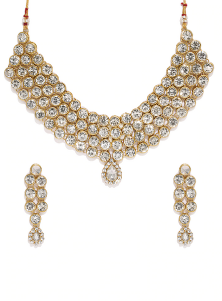 Gold-Plated Stone Studded Ethnic Jewelry Set VitansEthnics