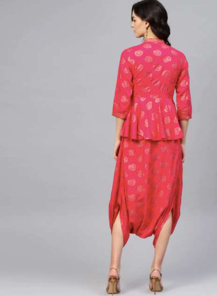 Peplum Yoke With Low Crotch Printed Jumpsuit vitansethnics