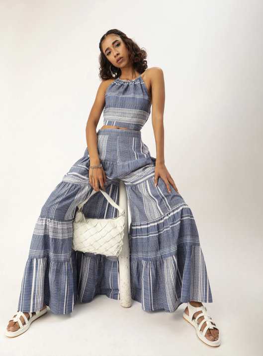 Crop Top With Sharara Pants Co-Ord Set vitansethnics