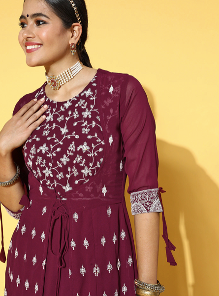Embroidered Layered Gown vitansethnics