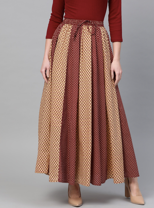 Printed Flared Maxi Skirt VitansEthnics