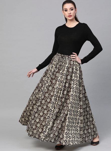 Printed Flared Maxi Skirt VitansEthnics