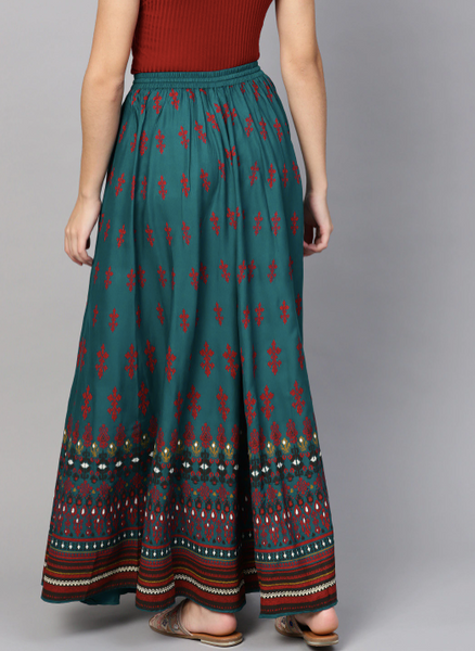 Rayon Printed Flared Maxi Skirt VitansEthnics