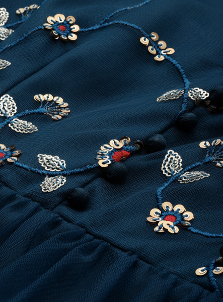 Embellished Maxi Dress With Flutter Sleeves vitansethnics