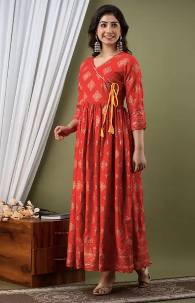 Gold Printed Indian Anarkali VitansEthnics