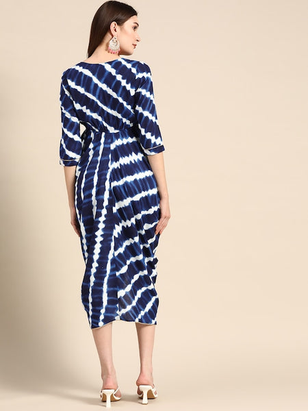 Side Cowl Asymmetric Overlap Dress | Dhoti Dress vitansethnics