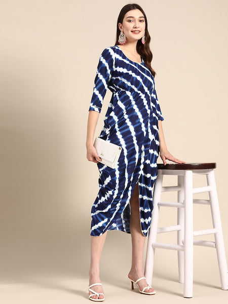 Side Cowl Asymmetric Overlap Dress | Dhoti Dress vitansethnics