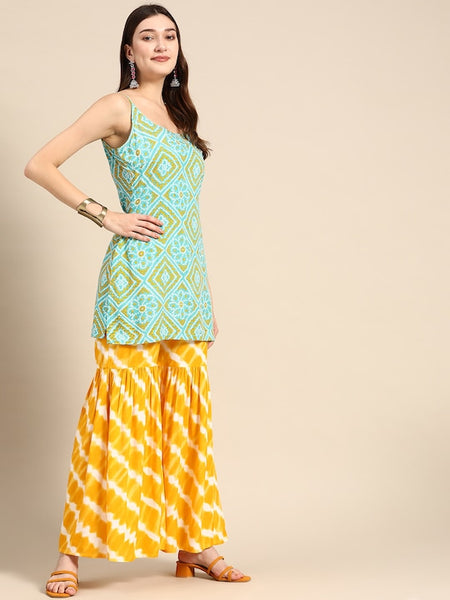 Tie Dye Kurti With Sharara Pants Set vitansethnics
