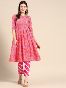 Printed Angrakha Kurti With Palazzo Set vitansethnics