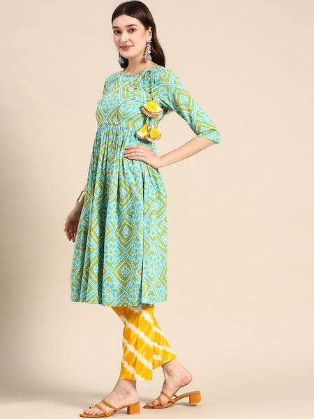 Printed Angrakha Kurti With Palazzo Set vitansethnics