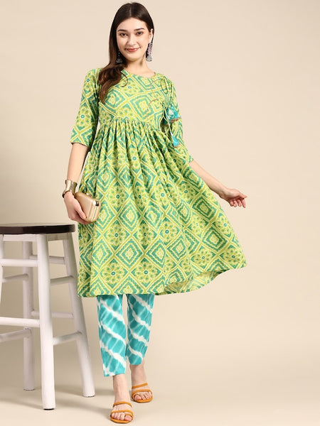 Printed Angrakha Kurti With Palazzo Set vitansethnics