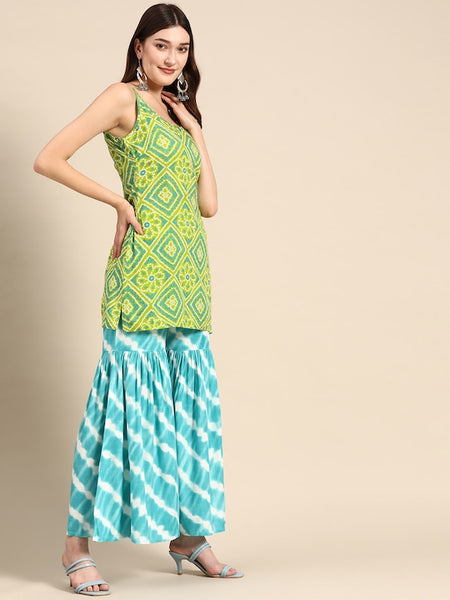 Tie Dye Kurti With Sharara Pants Set vitansethnics