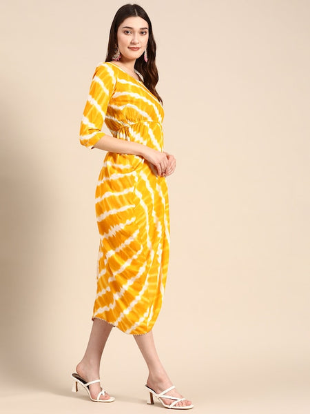 Side Cowl Asymmetric Overlap Dress | Dhoti Dress vitansethnics