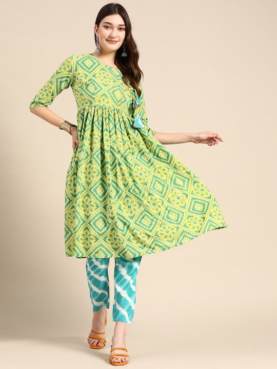 Printed Angrakha Kurti With Palazzo Set vitansethnics