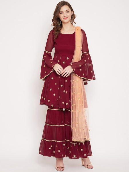 Sequin Embroidered Sharara Suit Set vitansethnics