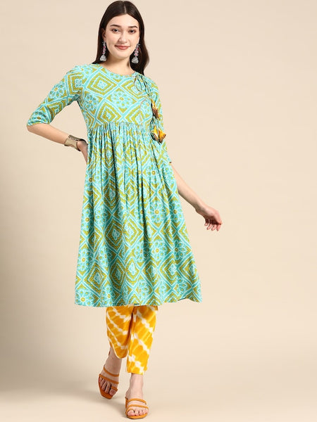 Printed Angrakha Kurti With Palazzo Set vitansethnics
