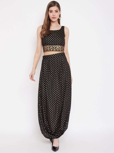 Crop Top With Cowl Dhoti Skirt vitansethnics