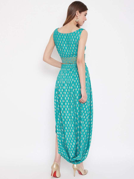 Crop Top With Cowl Dhoti Skirt vitansethnics