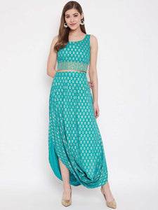 Crop Top With Cowl Dhoti Skirt vitansethnics