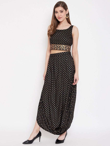 Crop Top With Cowl Dhoti Skirt vitansethnics
