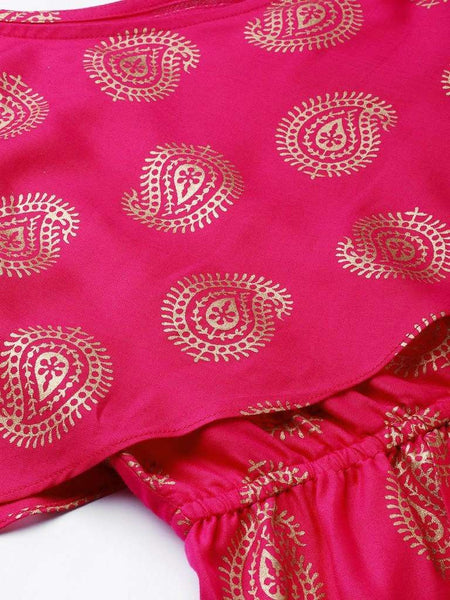 One Shoulder Yoke Overlap Printed Dress vitansethnics