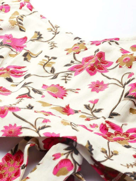 Floral Print Backless Crop Top With Skirt Set | Lehenga Choli vitansethnics