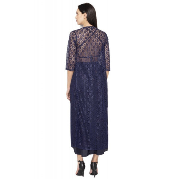 Backless Crop top With Tiered Maxi Skirt And Cape Set vitansethnics