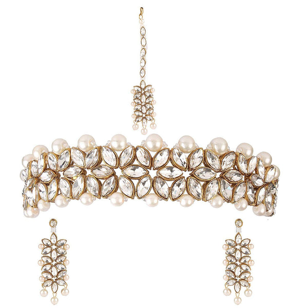 Indian Bollywood Traditional Party Wear Bridal Wedding Jewelry Set, Pearl Necklace with Earrings Maang Tikka Long Multi Layer, Jewellery Set VitansEthnics