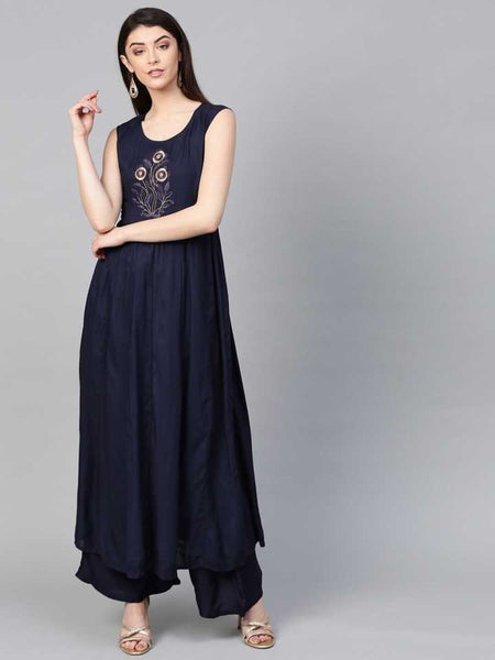 Indian Kurti Palazzo Pants With Jacket Set vitansethnics