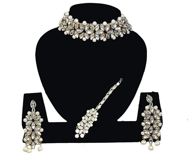 Indian Bollywood Traditional Party Wear Bridal Wedding Jewelry Set, Pearl Necklace with Earrings Maang Tikka Long Multi Layer, Jewellery Set VitansEthnics