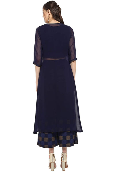 Printed Crop Top With Palazzo Pants And Shrug Set vitansethnics