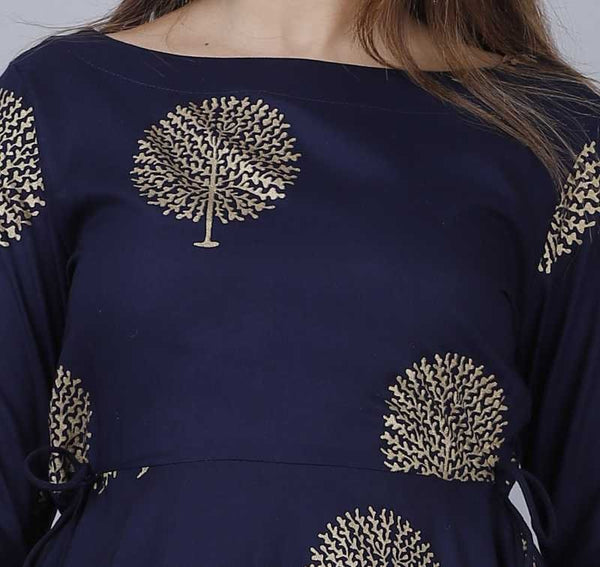 Hand Block Print Peplum Kurti With Dhoti Pants Set vitansethnics