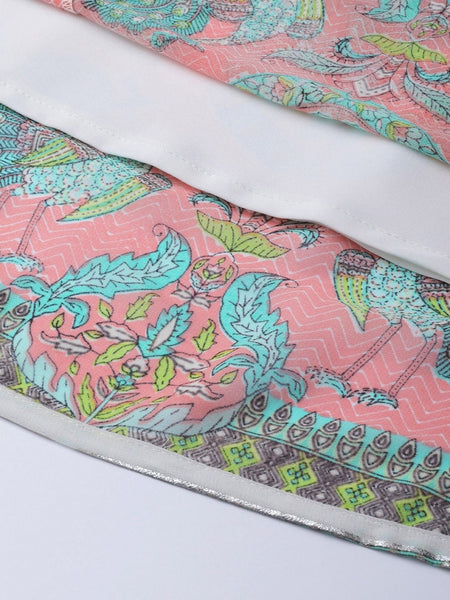 Women Pink & Green Printed Maxi Dress vitansethnics