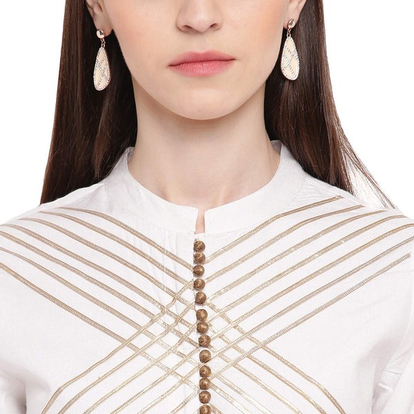 White Yoke Design Gotta Patti Kurta With Palazzos & Dupatta vitansethnics