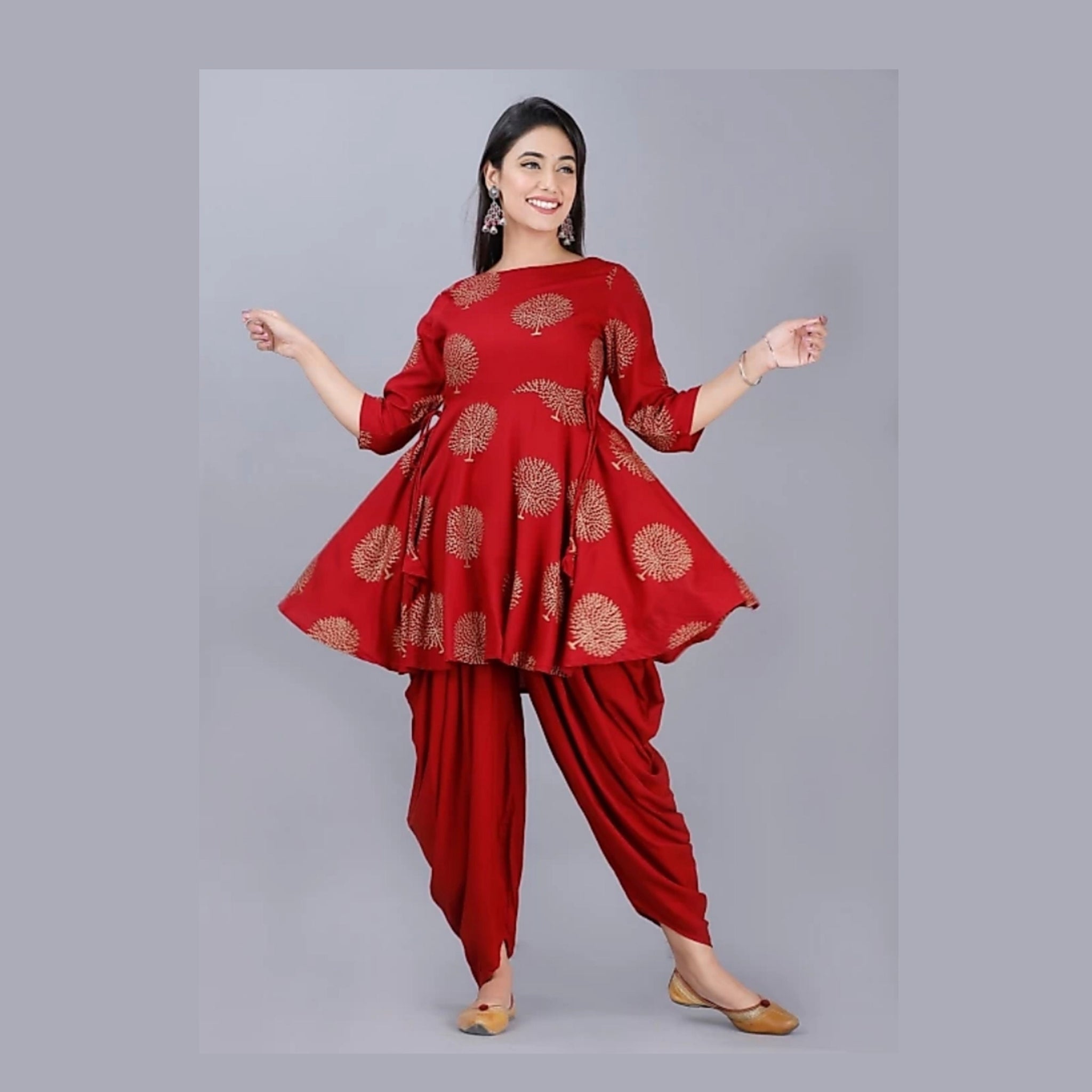 Hansika Organza Short Kurti and Dhoti Pants 2 PIece Set | Made To Orde