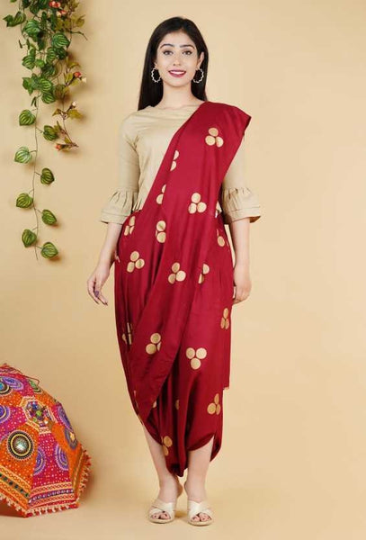 Printed Dhoti Saree Set vitansethnics