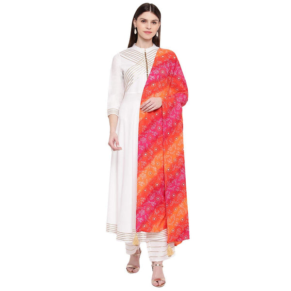 White Yoke Design Gotta Patti Kurta With Palazzos & Dupatta vitansethnics